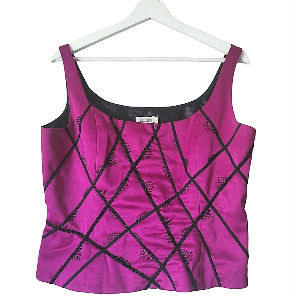 Bellesa Sequins Dress Tank in Magenta and Black Size 12